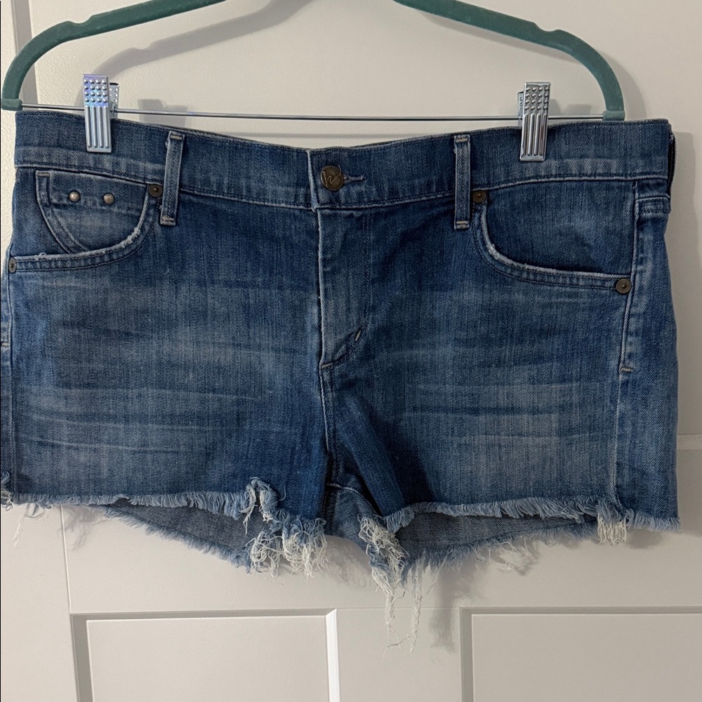 Citizens Of Humanity Frayed Hem Blue Jean Shorts